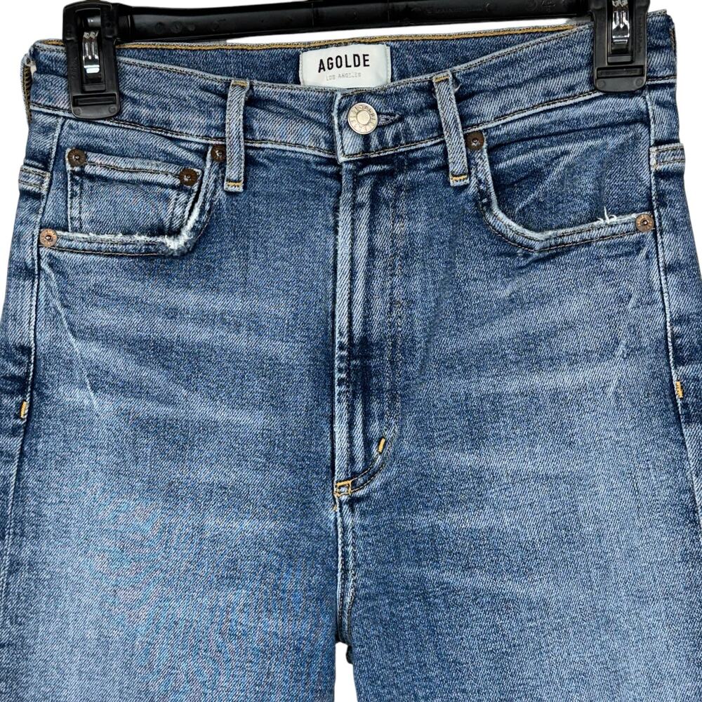AGOLDE SZ 26 Pinch Waist Skinny Jeans Zip-Fly Hi-Rise Distressed Stretch Blue - Picture 2 of 9